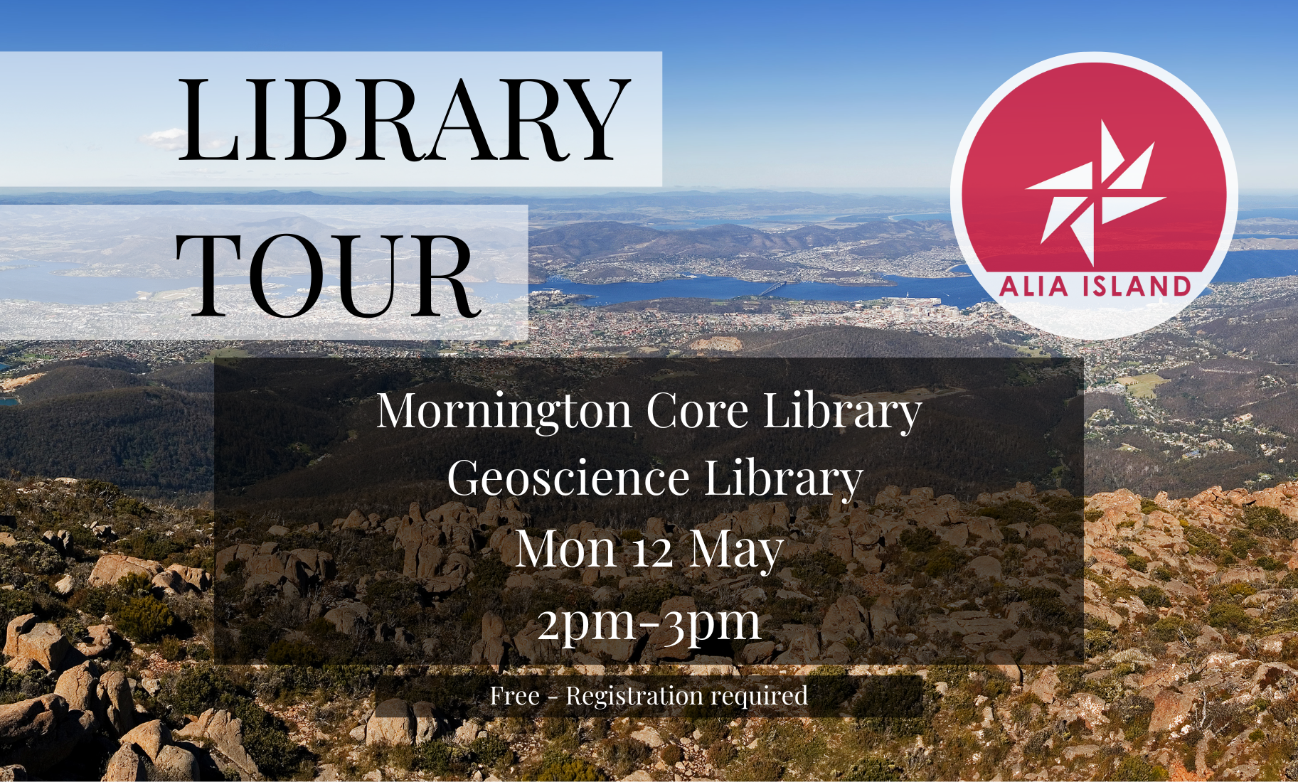 ALIA Island library tour An view of mountains and rocks.