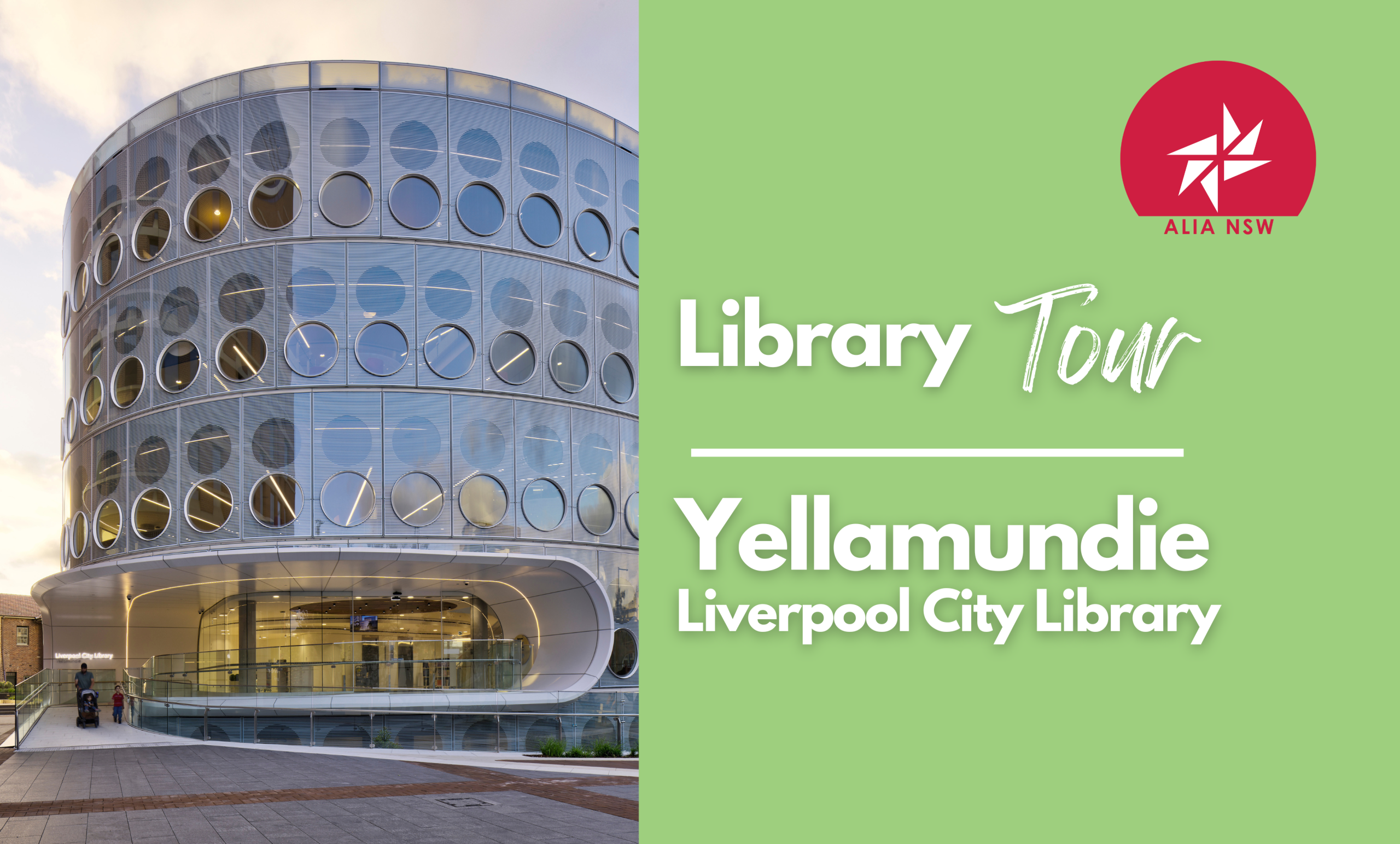 alia library tour An exterior building view of Liverpool City Library, Yellmundie Library.