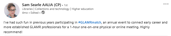 Sam Searle GLAMRmatch 2024 LinkedIn post